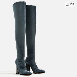 NWT ZARA velvet over the knee boot